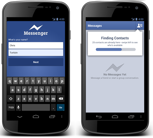 Facebook Messenger pe Android, fara cont