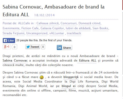 Ambasador de brand la Editura ALL