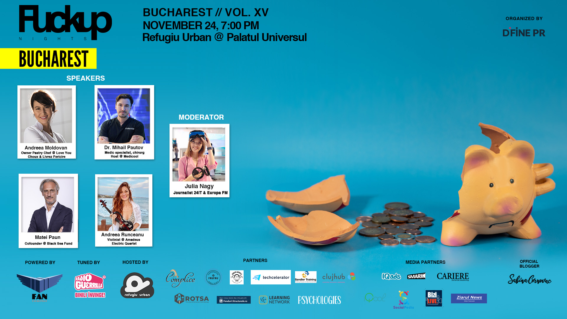 Povești despre eșecuri în carieră, la cea de a XV-a ediție Fuckup Nights Bucharest